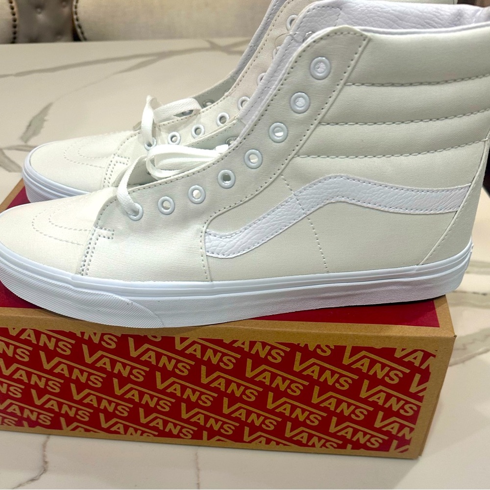 True White Sk8 HI Vans - Brand New With Tags & Box